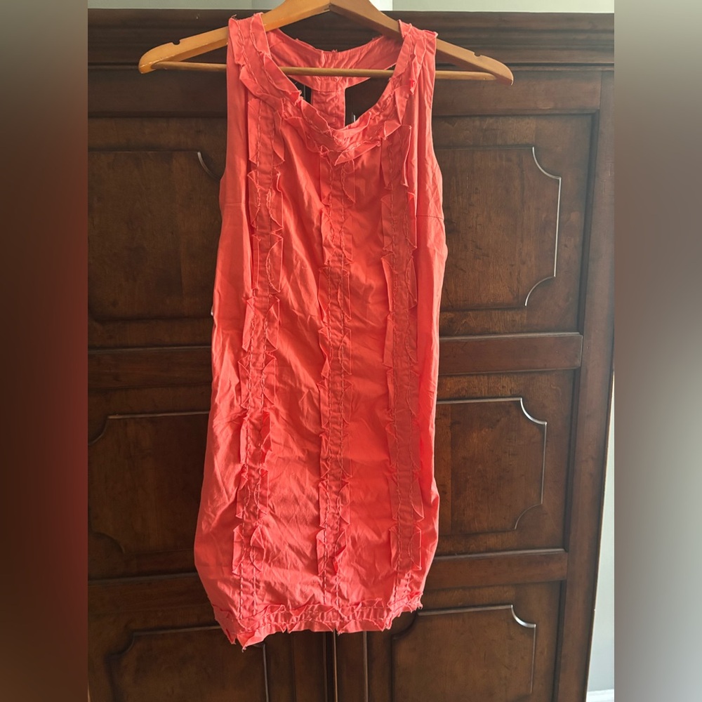 Coral Sleeveless Midi Dress